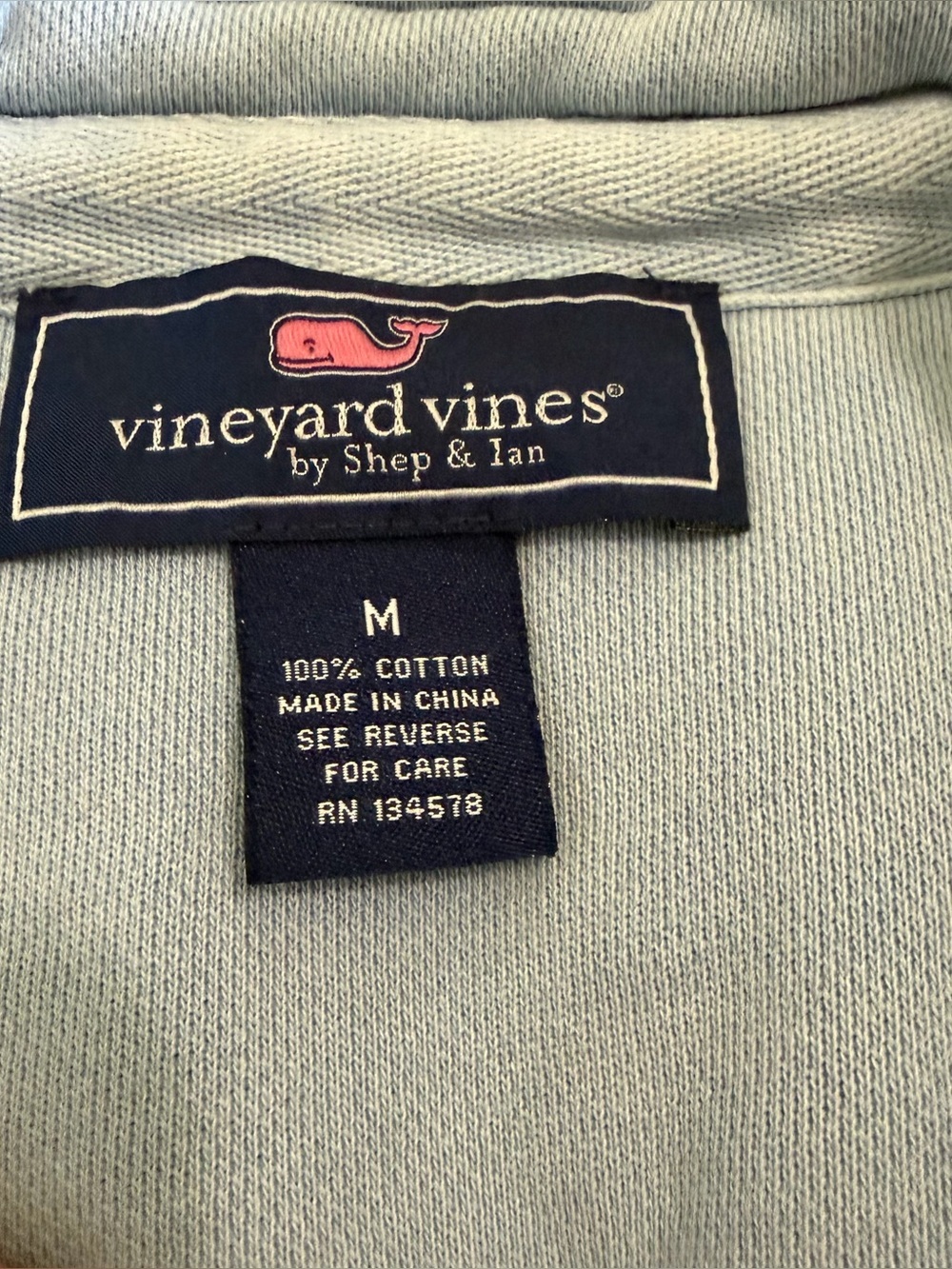 Vineyard Vines Soft Blue Wash 1/4 Zip Long Sleeve Size Medium - Picture 2 of 10